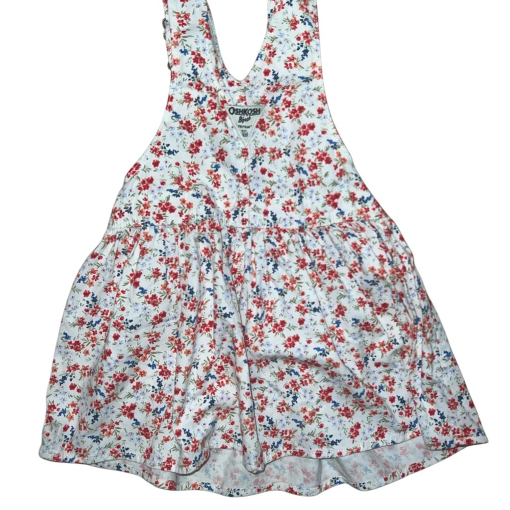 OSHKOSH B’GOSH | TODDLER GIRLS FLORAL BIB OVERALL VESTBAK DRESS